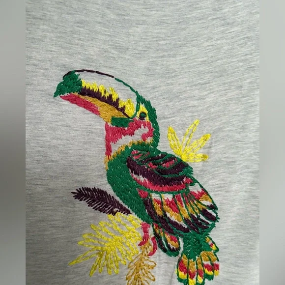 Promod Gray Long Sleeve Tee with Colorful Toucan Design - Picture 3 of 5